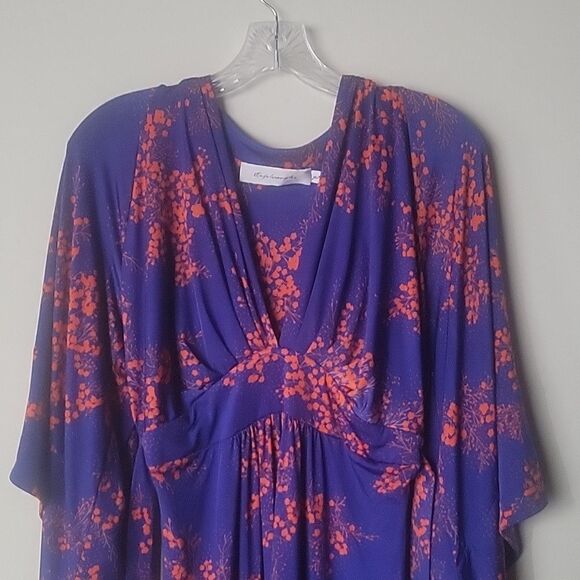 T Bags XS Blue Floral Kimono Mini Stretchy Dress Coquette Waist Tie Sexy Boho - Picture 3 of 13